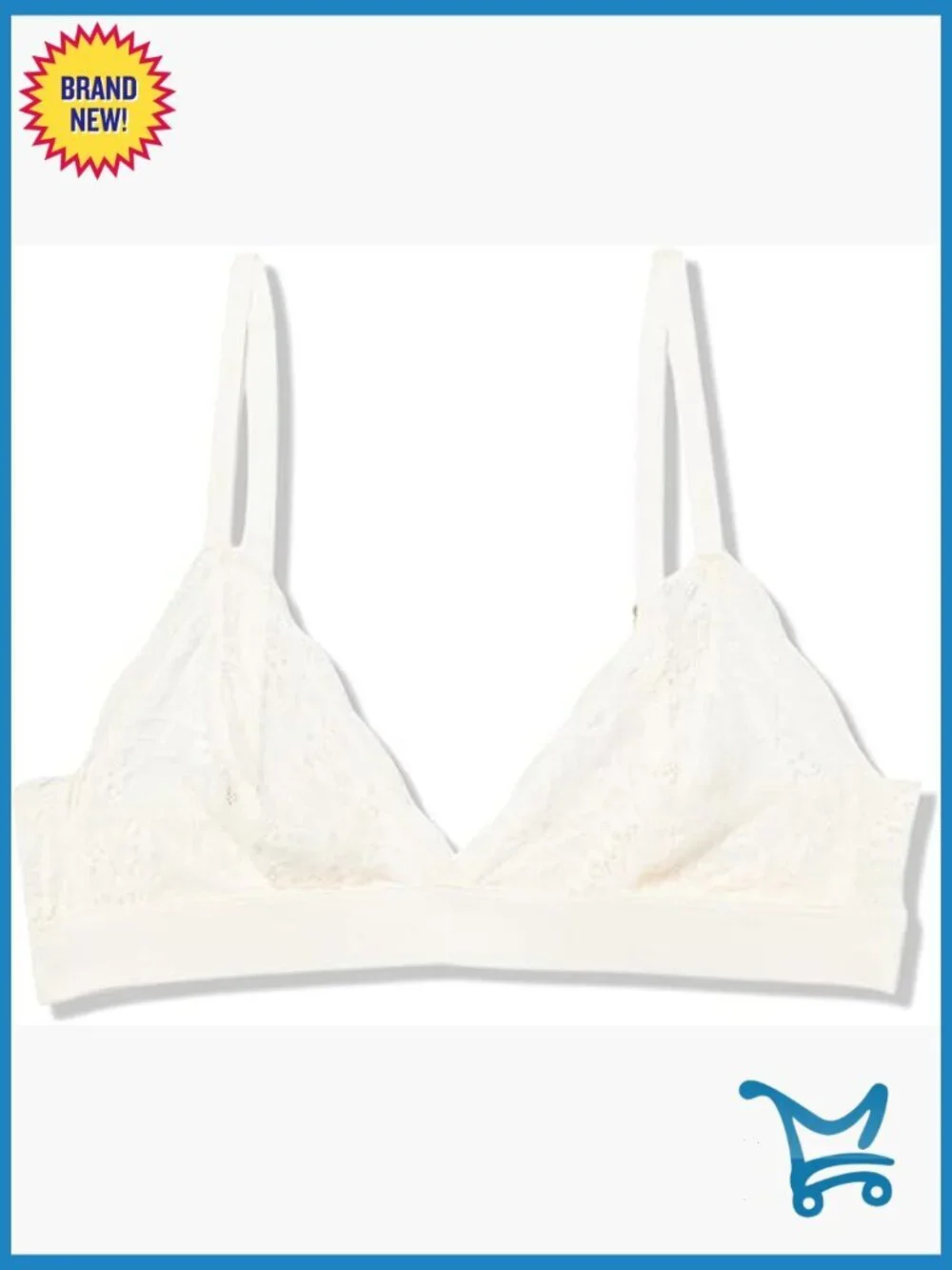 Triangle Lace Bralette Demi Adjustable Straps Front Hook & Eye Wire Free